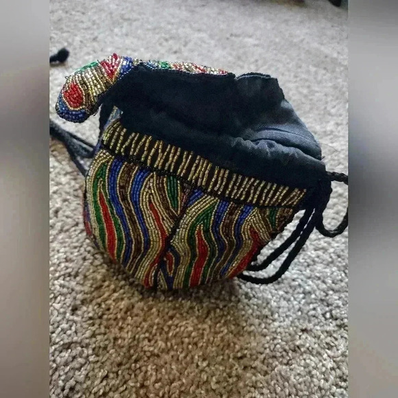 Vintage Heavily Beaded Multicolor Shoulder Bag Purse - Picture 6 of 16